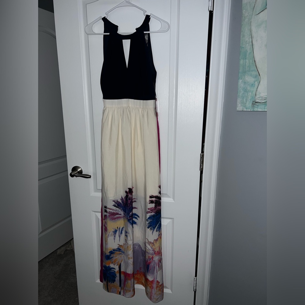 Vince Camuto Navy and Cream Dress with Pink Accent